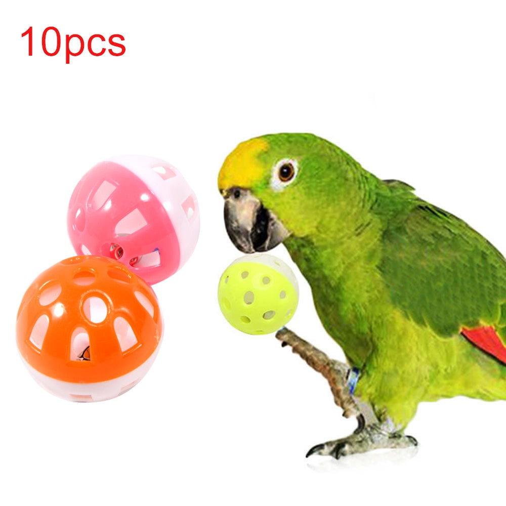 10pcs Pet Parrot Toy Colorful Hollow Rolling Bell Ball