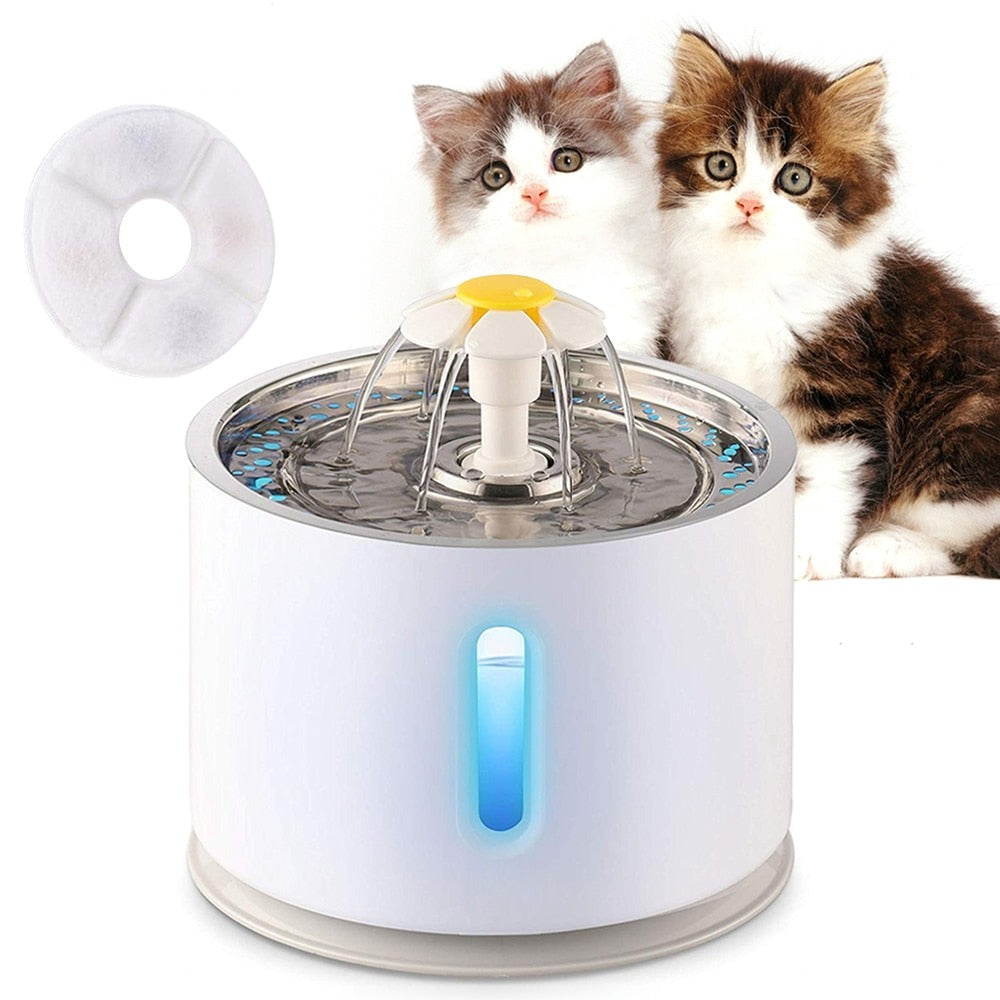 Automatic Pet Cat Water Fountain With LED