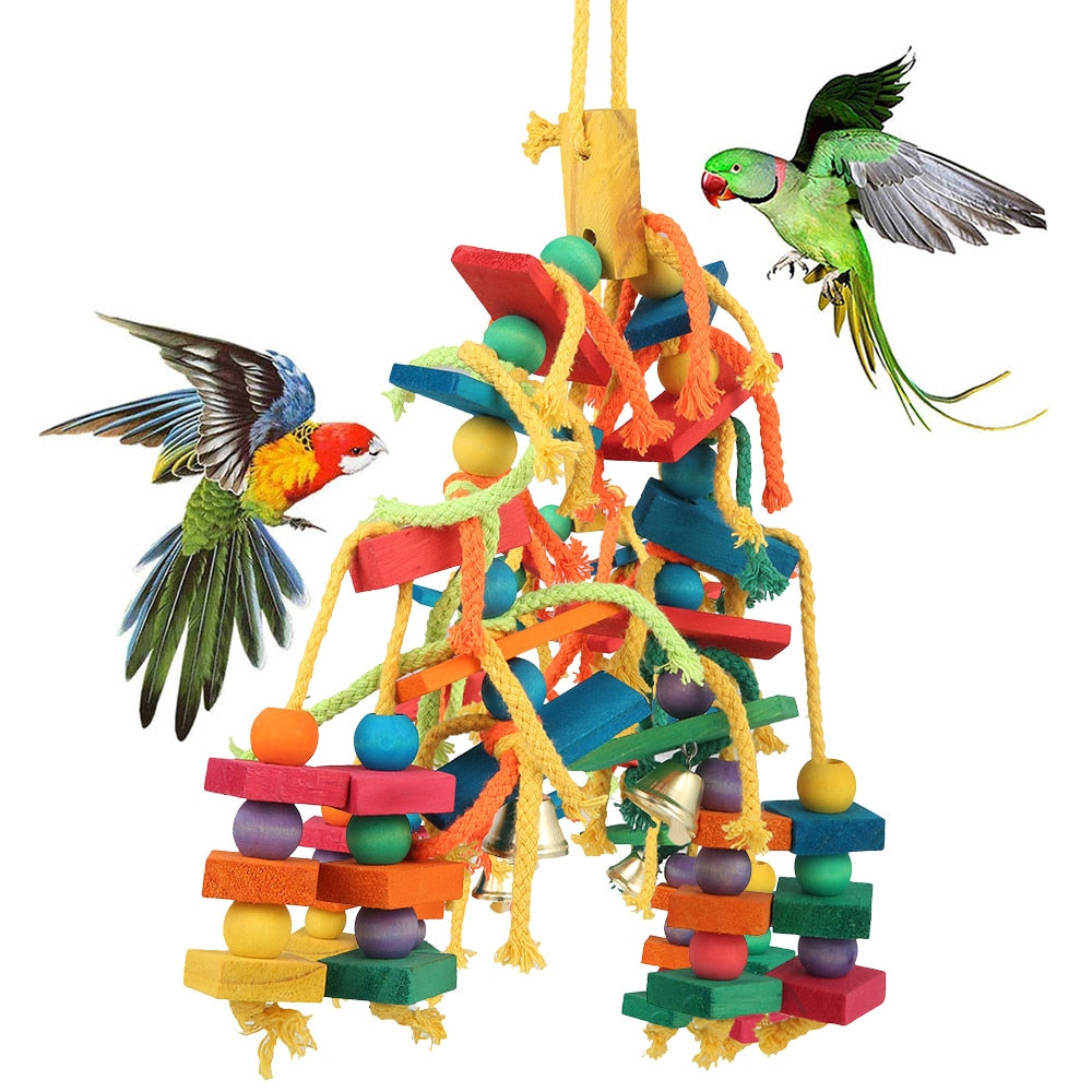 Birds Perch Hanging Chewing Swings Cage Toy